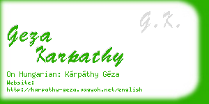 geza karpathy business card